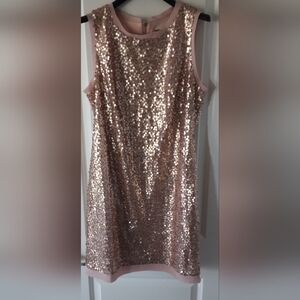 Vince Camuto rose gold sequined party dress size 12‎